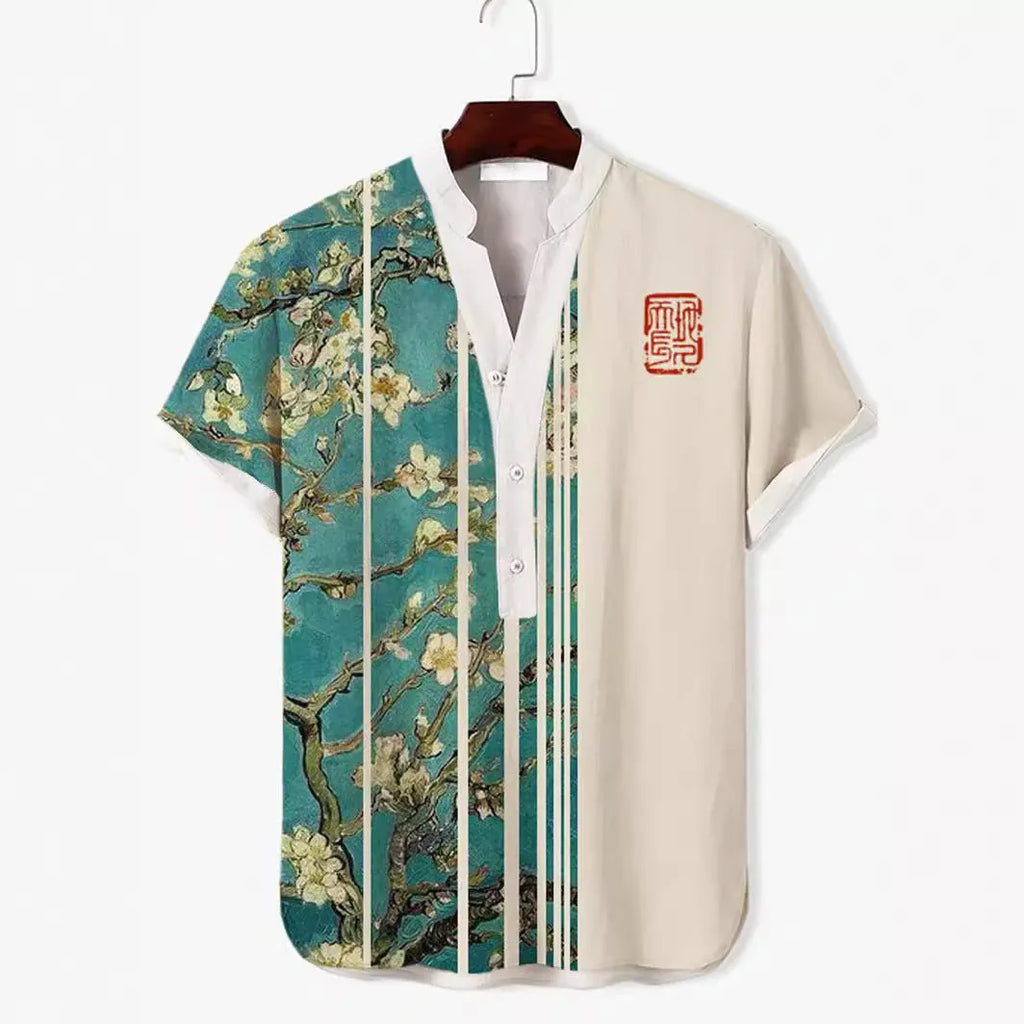 Short sleeve casual shirt with a detailed 3D digital animal graphic print on the front.