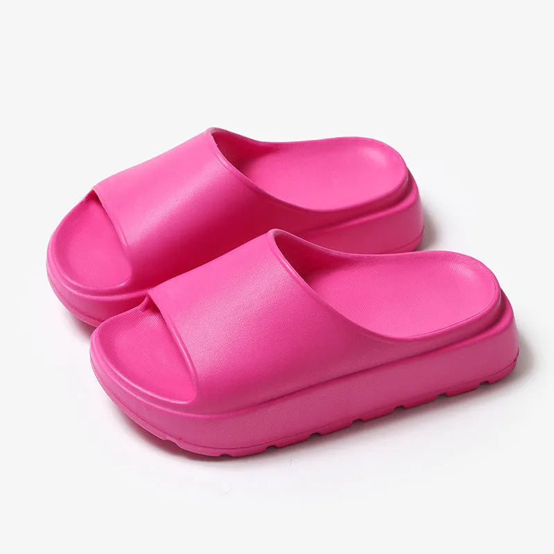 Women's fish mouth slippers with 5.5cm thick EVA soles in beige, black, khaki, or rose red colours