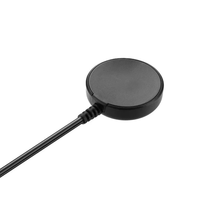 Black USB watch charger with magnetic charging cable for smartwatches measuring 34mm