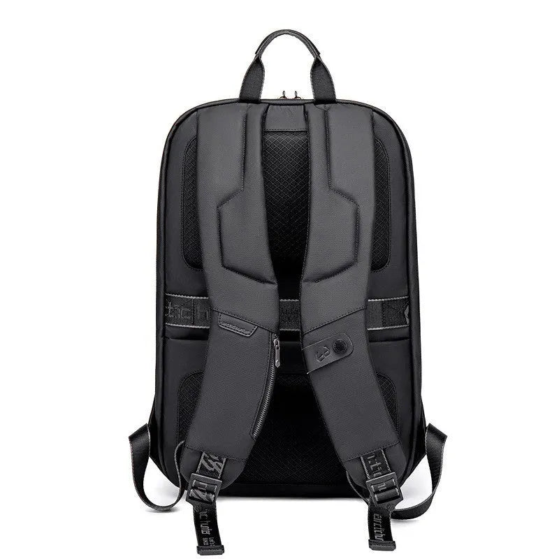 Black anti-seismic hard shell anti-theft backpack with letter design for college students, 18 inch size