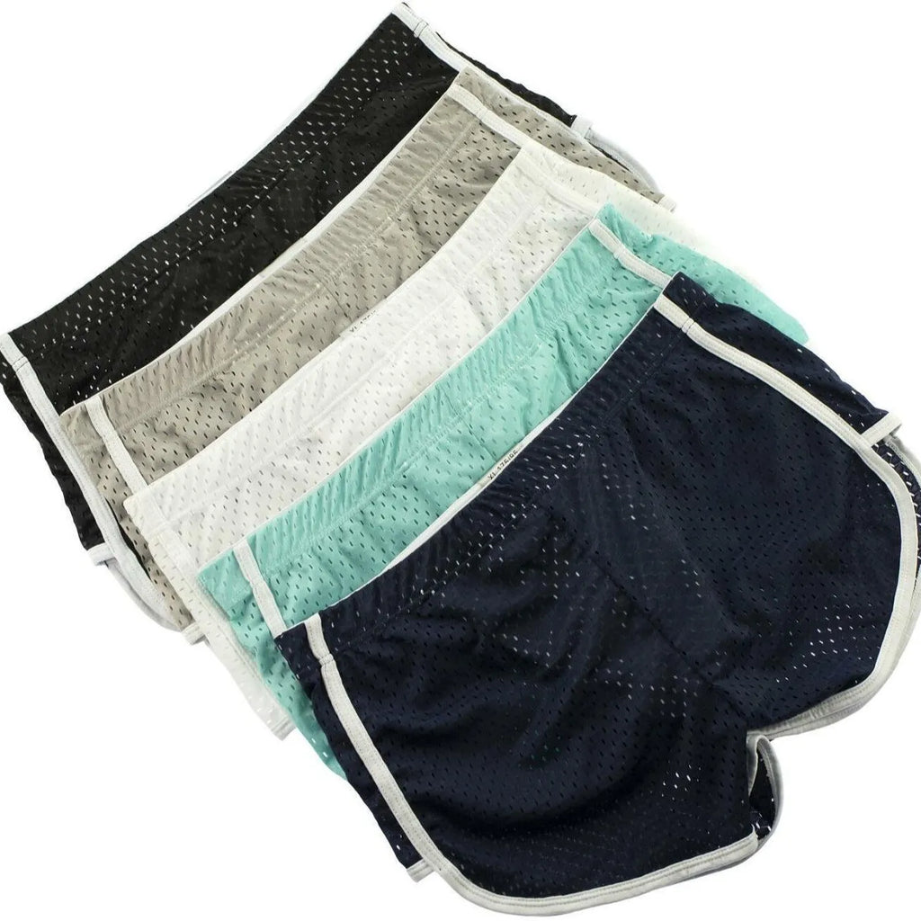 Men's cotton nylon blend boxer shorts in mid-waist design, showing colour options.