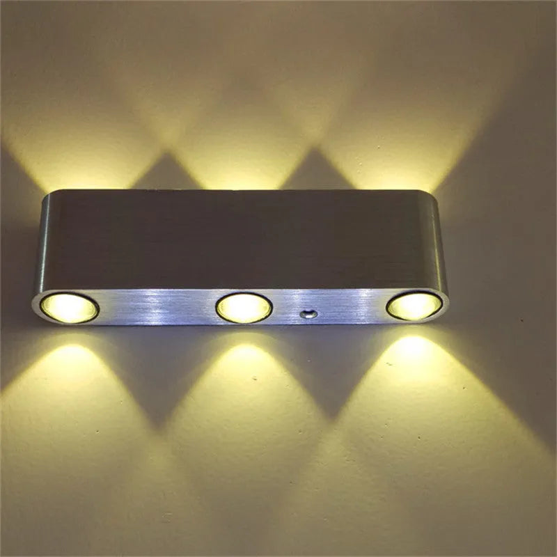 Silver aluminium rectangular LED wall lamp for bedrooms with multicolour lighting options