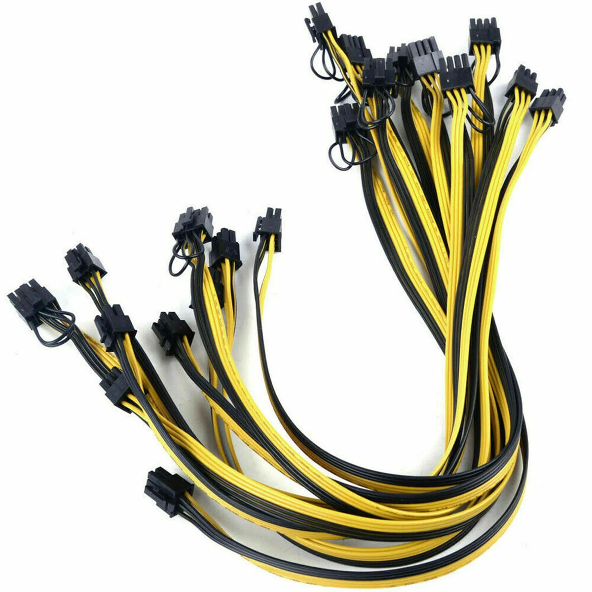 Yellow 6 pin to dual 8 pin graphics card power supply line, 70cm plastic adapter cable