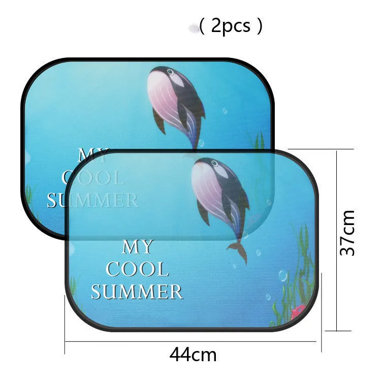 Electrostatic adsorption car side window sunshade with animal designs on nylon mesh material