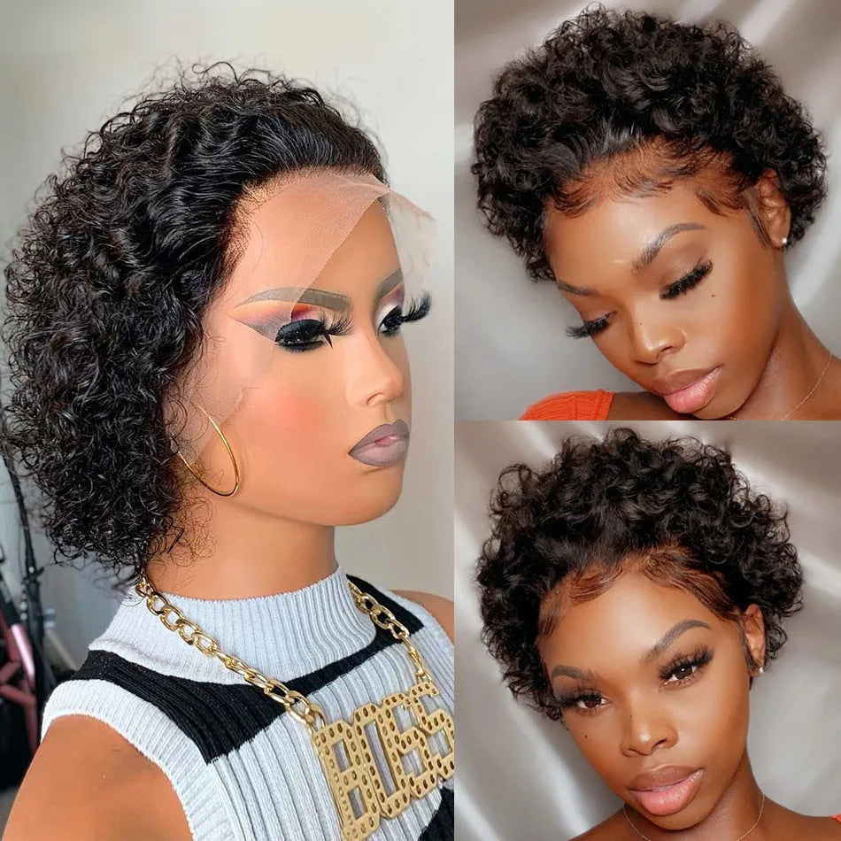 Black human hair wig with 13x1 lace front construction for daily wear