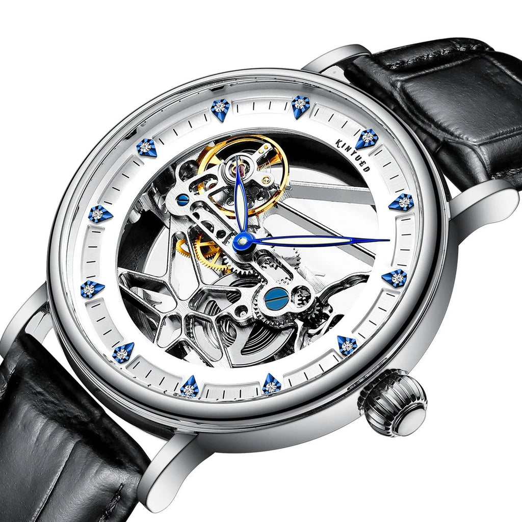 Automatic men's waterproof luminous watch with 13mm thickness, available in Cosmic Blue colour with gift box packaging
