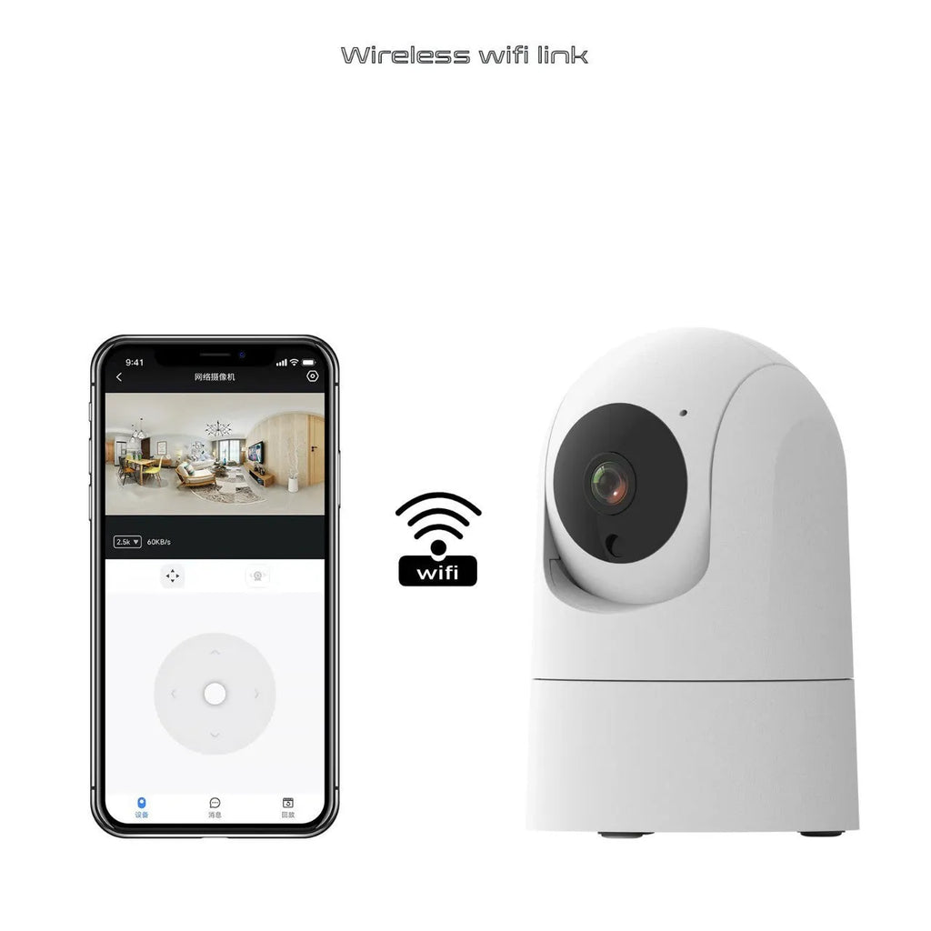 Indoor 5G dual-band security camera with two-way voice, electronic zoom, and compact ABS/PC housing