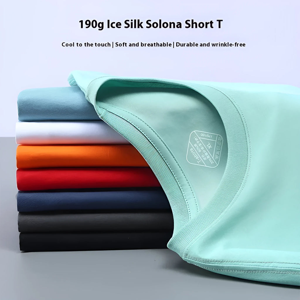 Men's loose fit short sleeve t-shirt in chemical fibre cotton blend available in multiple solid colours