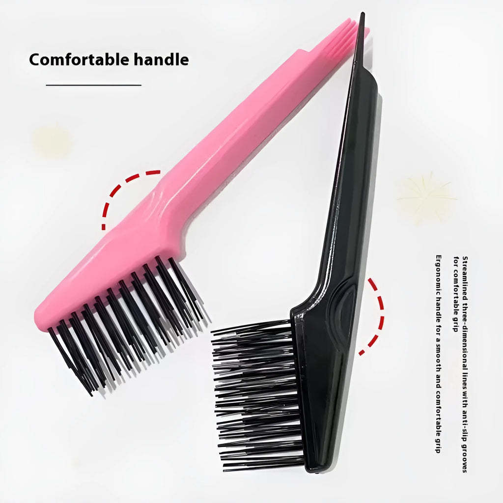Black comb cleaner tool with double-sided blade and hard plastic body on white background