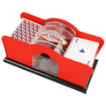 Manual card shuffler with black ABS plastic body and hand crank for poker and blackjack games