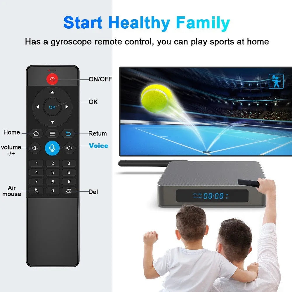 Android TV set-top box with 8K resolution support and Bluetooth connectivity