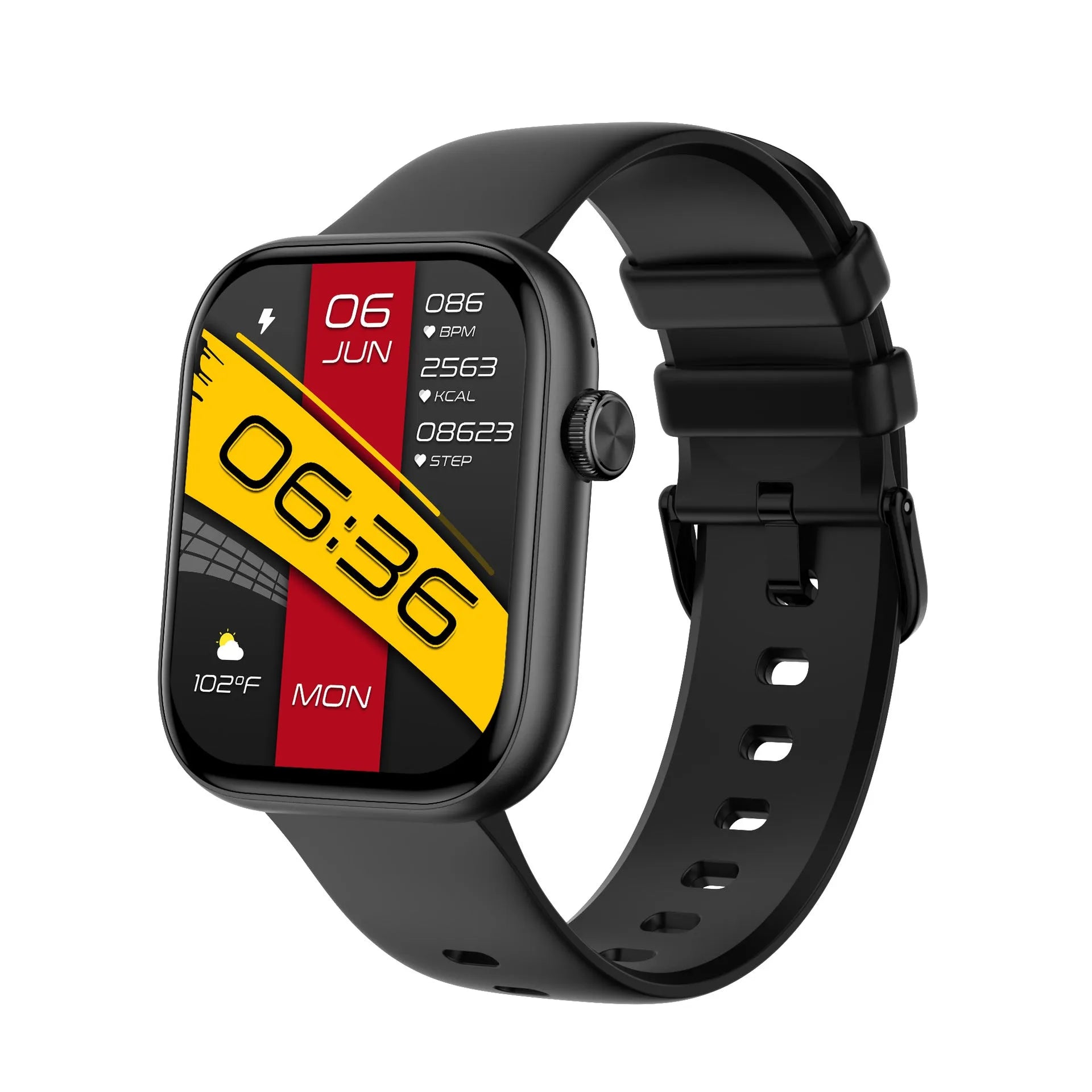 P89 smart watch with full screen touch display and Bluetooth calling in black glue colour
