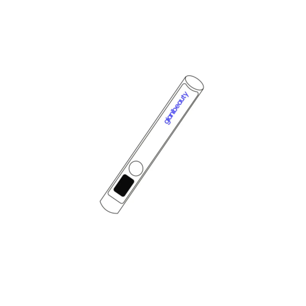 White portable hand-held UV nail lamp measuring 130x90x50mm, designed for curing gel polish on the go