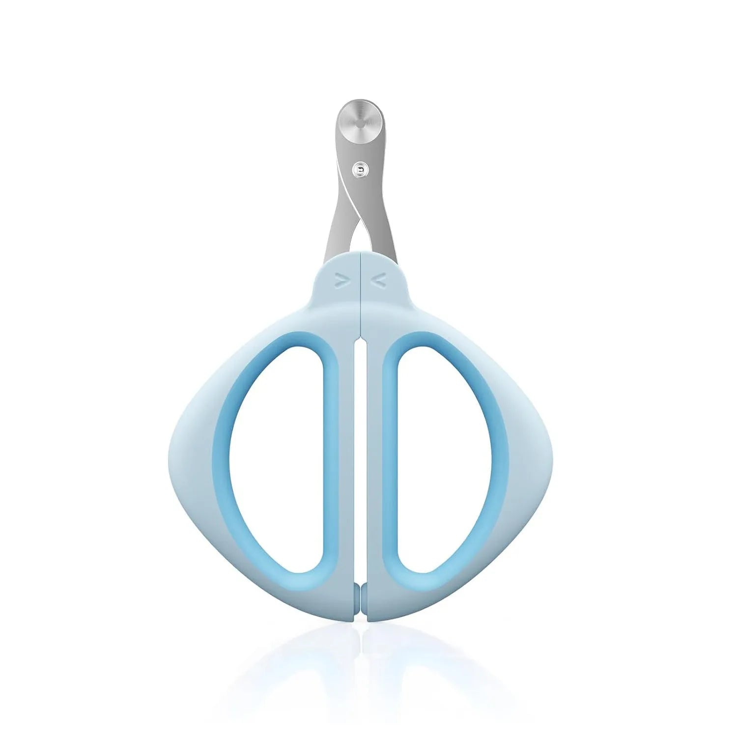 Blue cat nail clipper with positioning hole guide and ergonomic handle