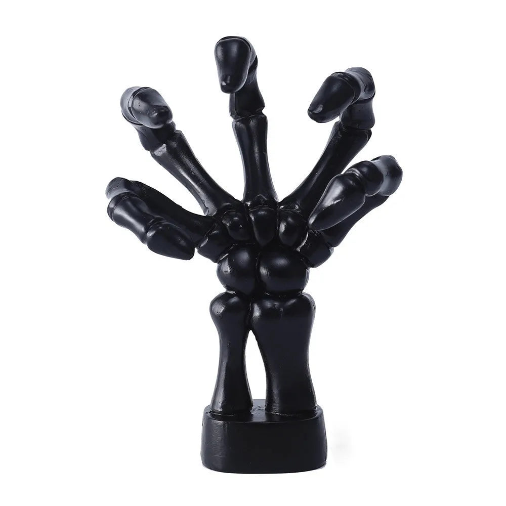 Black resin skeleton hand wall hook, single storage hook for coats, bags, keys and pendants, 20.2 cm long