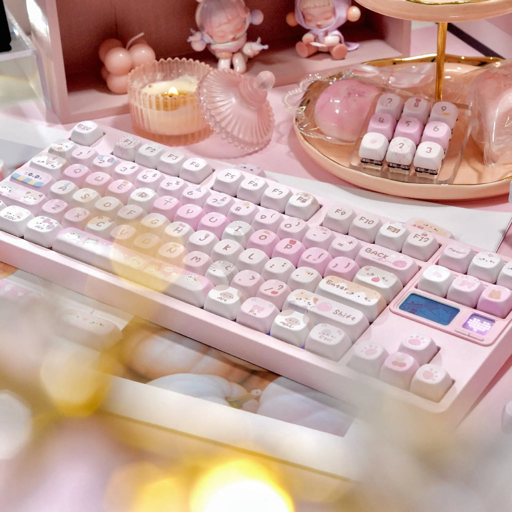 MOA plastic keycaps with colourful cartoon sublimation printing on all five sides