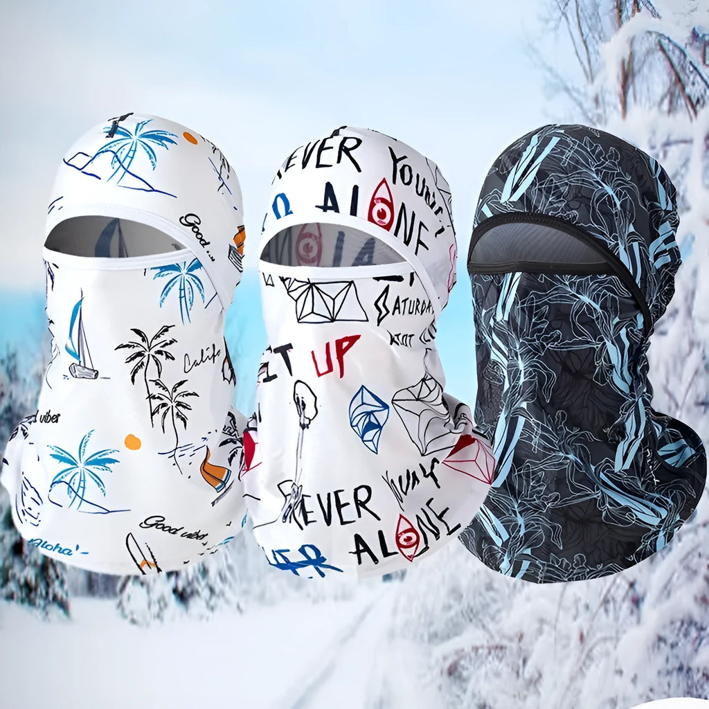 Cotton motorcycle head cover and gloves set in street style patterns for autumn winter travel