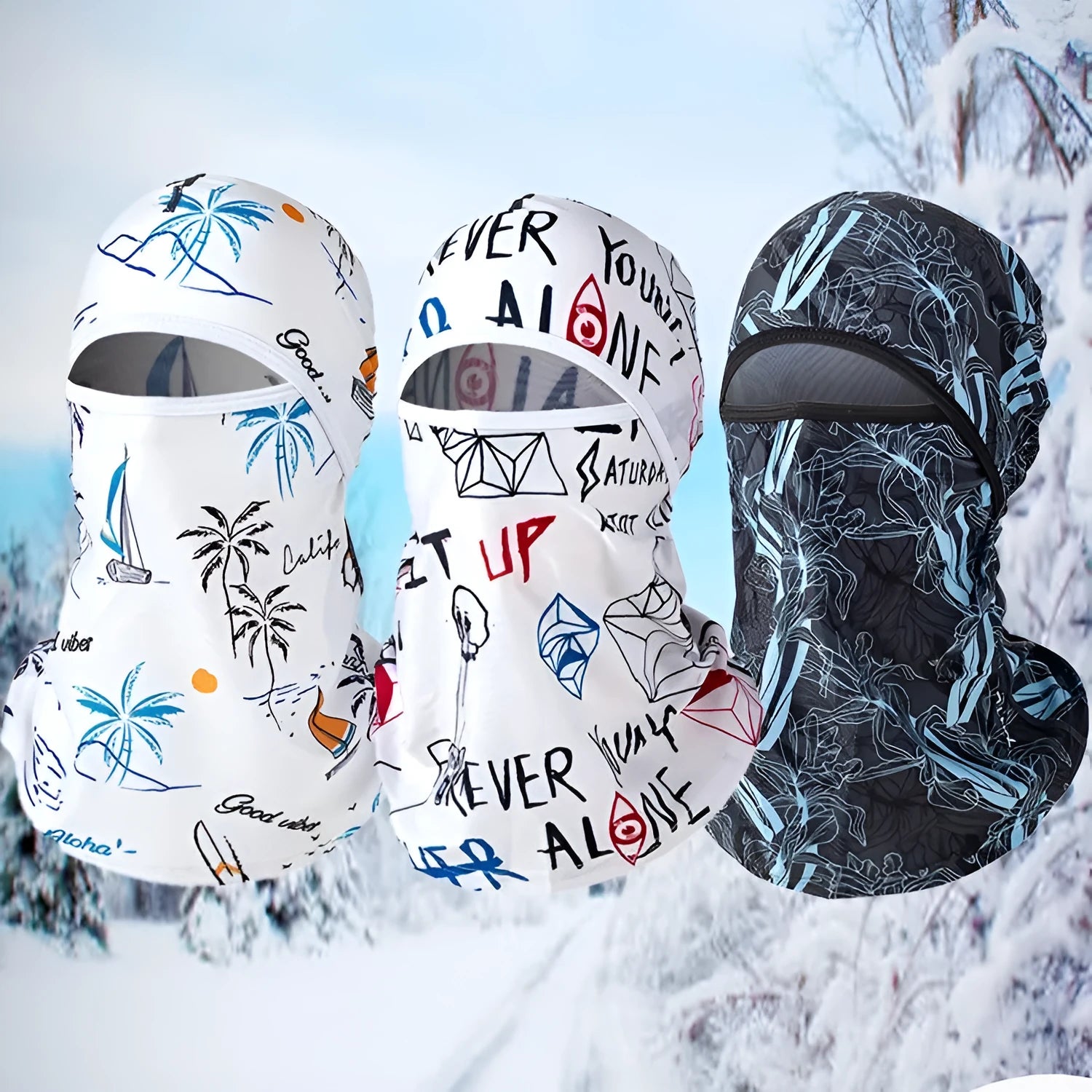 Cotton motorcycle head cover and gloves set in street style patterns for autumn winter travel