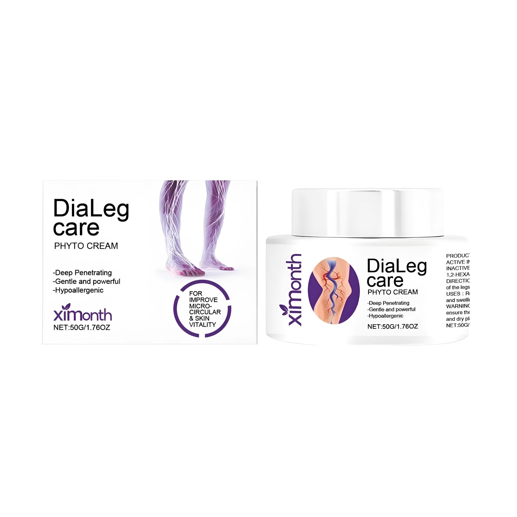 A 50g tube of Varicose Vein Care Cream containing mint leaves and shea butter.