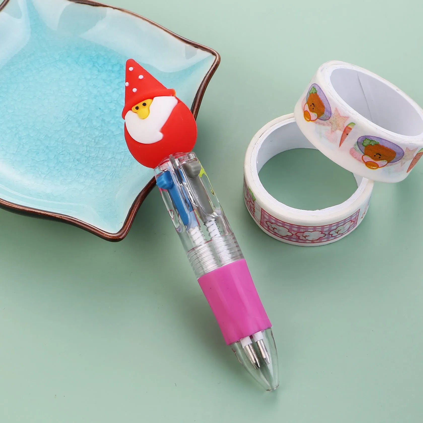 11cm Christmas four-colour ballpoint pen with press button and festive designs