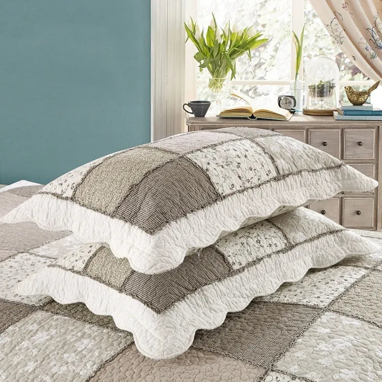 Washed pure cotton quilted bedspread three-piece set in a Korean style with pillowcases