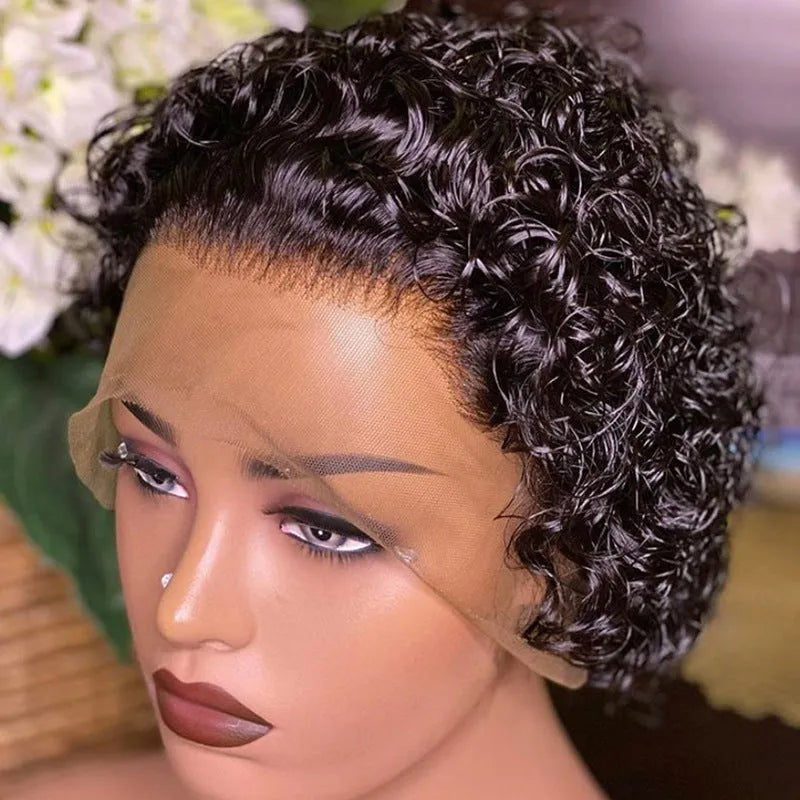 Black human hair wig with 13x1 lace front construction for daily wear