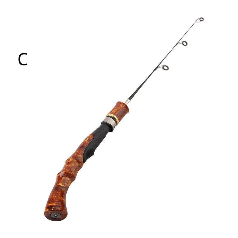 FRP ice fishing rod portable outdoor pole with straight handle and smooth line release