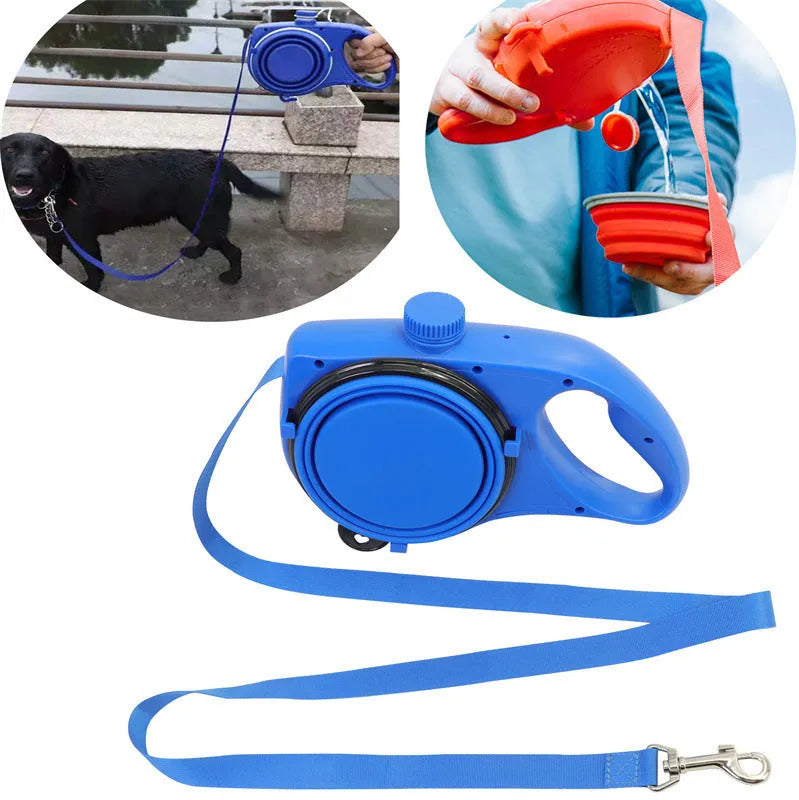 Pet leash with water bottle plastic rope 120cm long black blue red