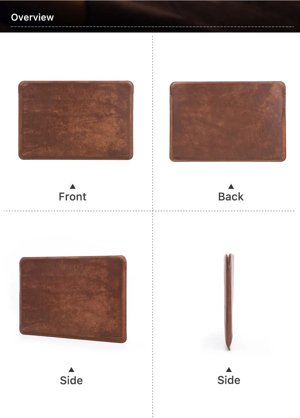 Brown crazy horse leather protective cover for MacBook Pro 13.3 and MacBook Air 13.3, horizontal style
