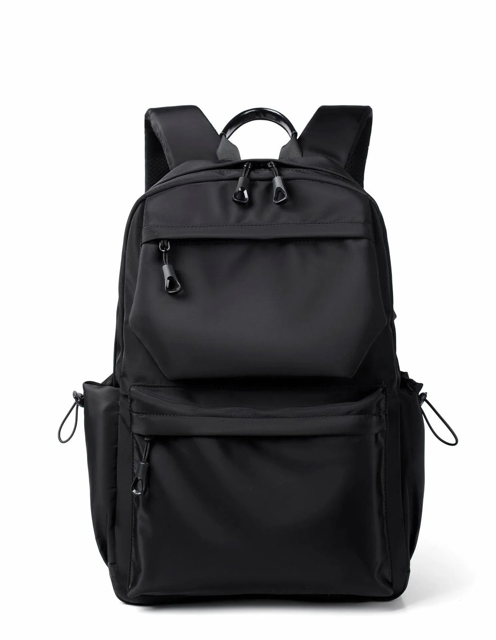 Blue Oxford cloth student backpack with anti-theft design and USB charging port, side view