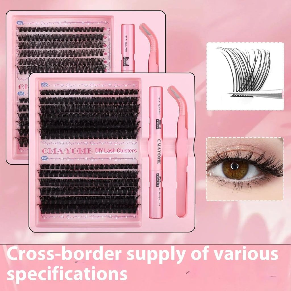 DIY single cluster individual false eyelashes in natural thick mixed split type style