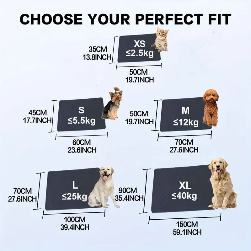 Grey and tan washable dog pee pads measuring 18x24 inches with triple-stitch binding