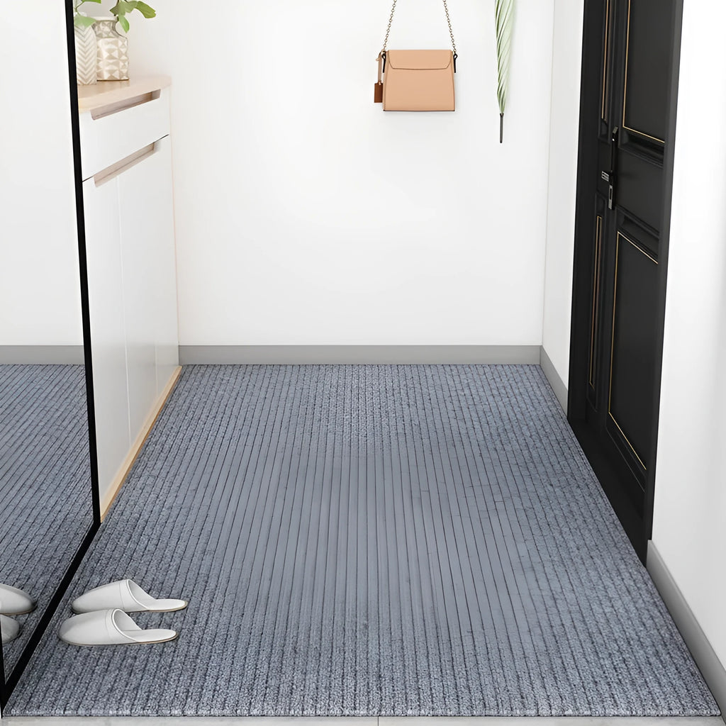 Sound insulation computer chair mat in beige on wood floor, 90x120cm size, blended material