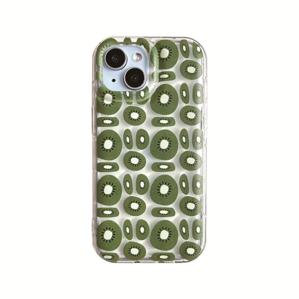 Transparent TPU phone case with realistic sliced kiwi fruit pattern for iPhone