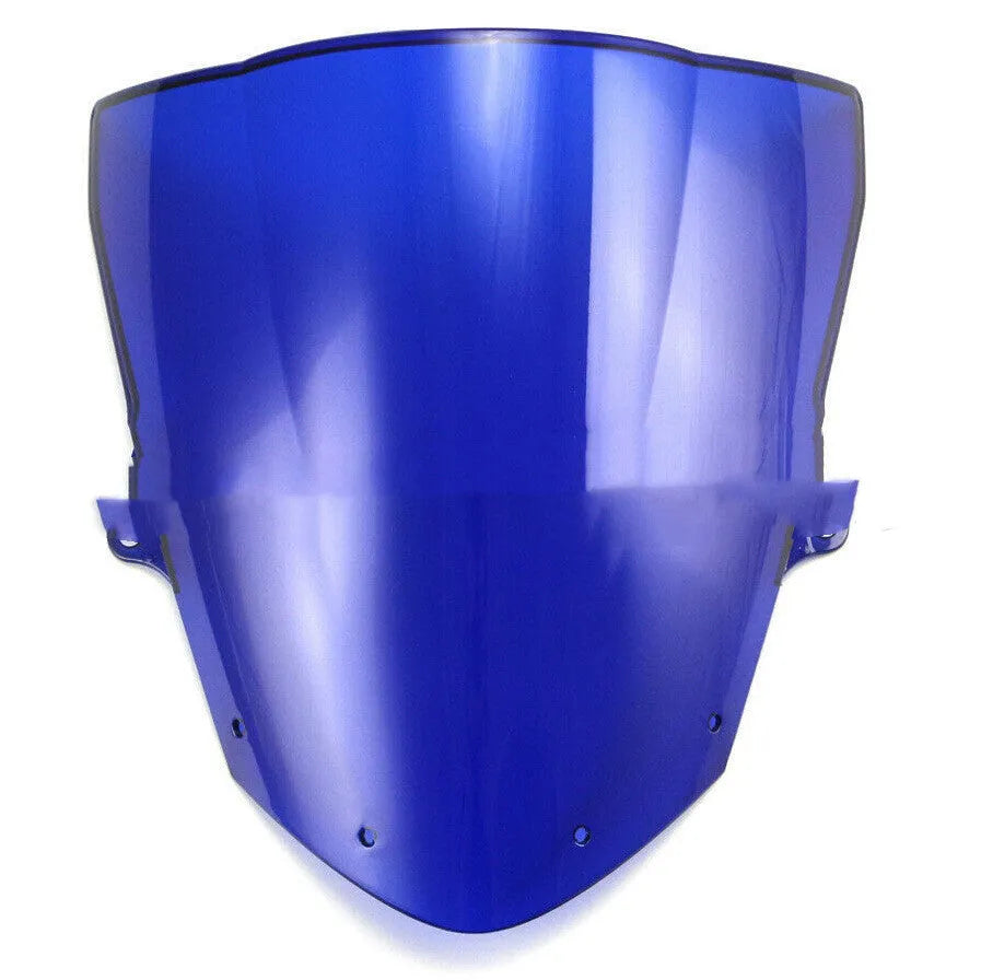 Transparent blue and brown motorcycle windscreen for Kawasaki ZX-6R and ZX-10R sportbikes.