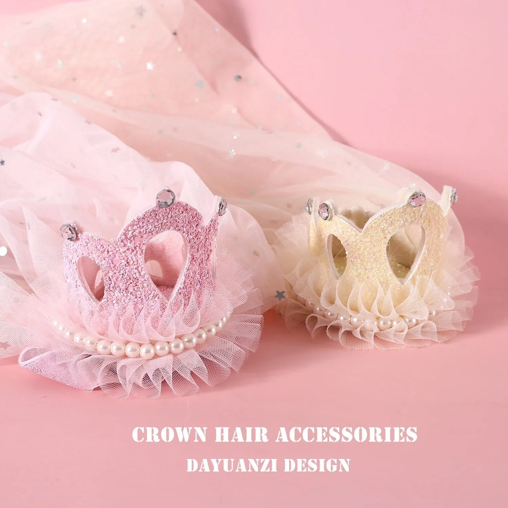 Princess crown headdress for cats in cotton polyester with veil options