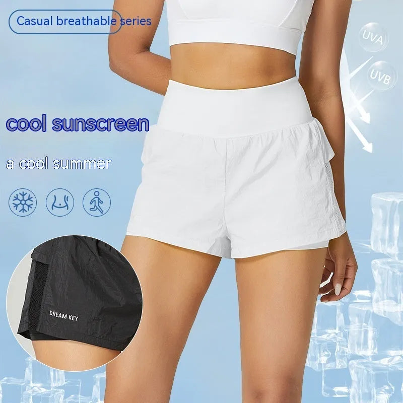 Women's cotton blend quick-dry fitness shorts in loose casual style showing colour options
