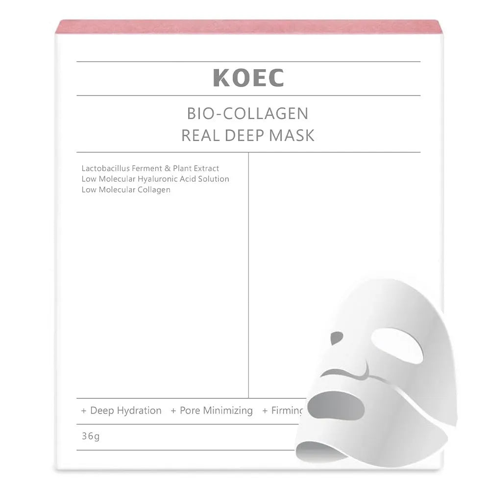 KOEC BIO-COLLAGEN hydrating transparent gel mask 4 pack with collagen peptide essence 30ml