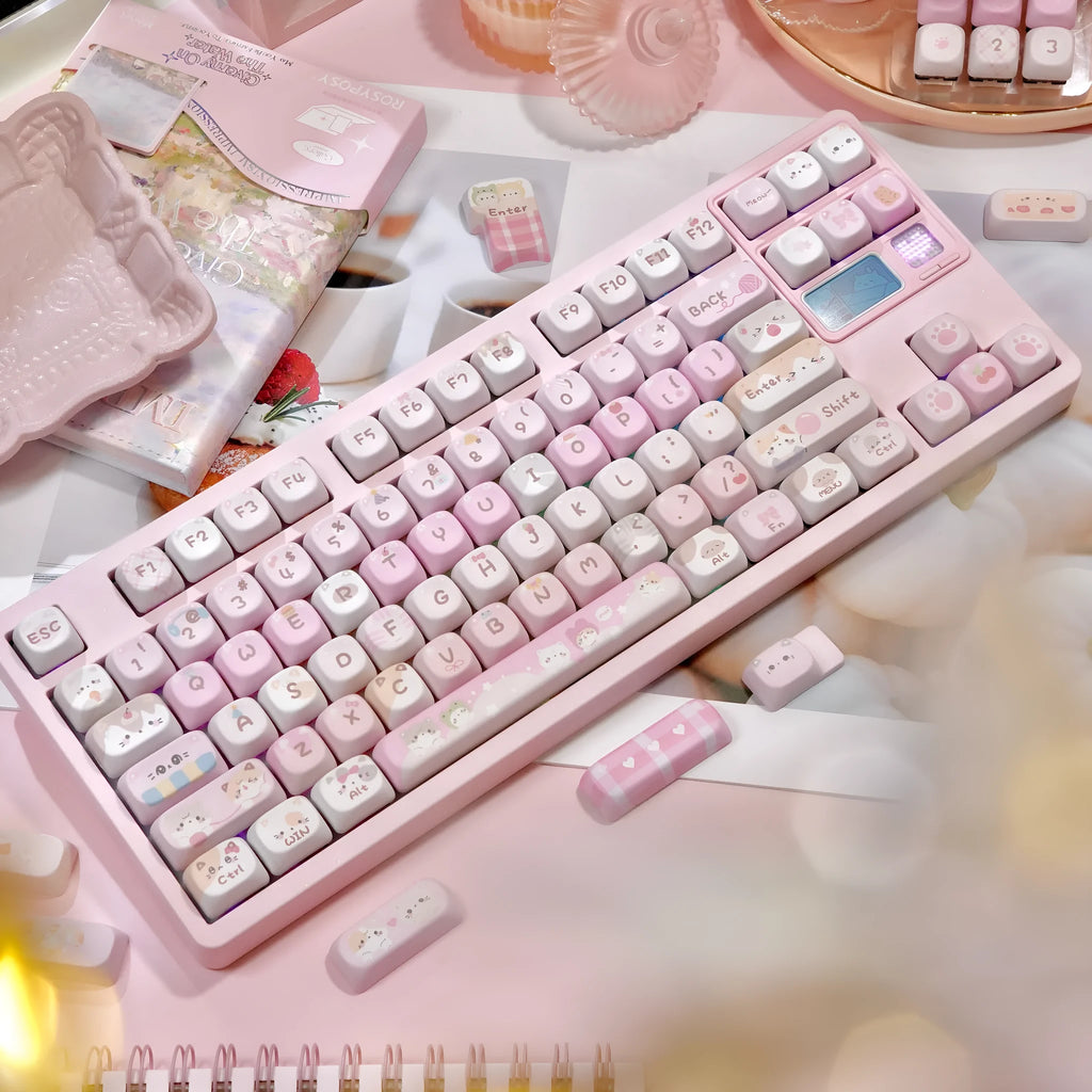 MOA plastic keycaps with colourful cartoon sublimation printing on all five sides