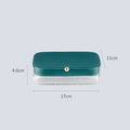 Green modern minimalist multi-layer jewelry storage box with internal compartments.