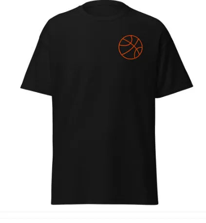 Men's maroon short-sleeve T-shirt with a white ball pattern on the chest.