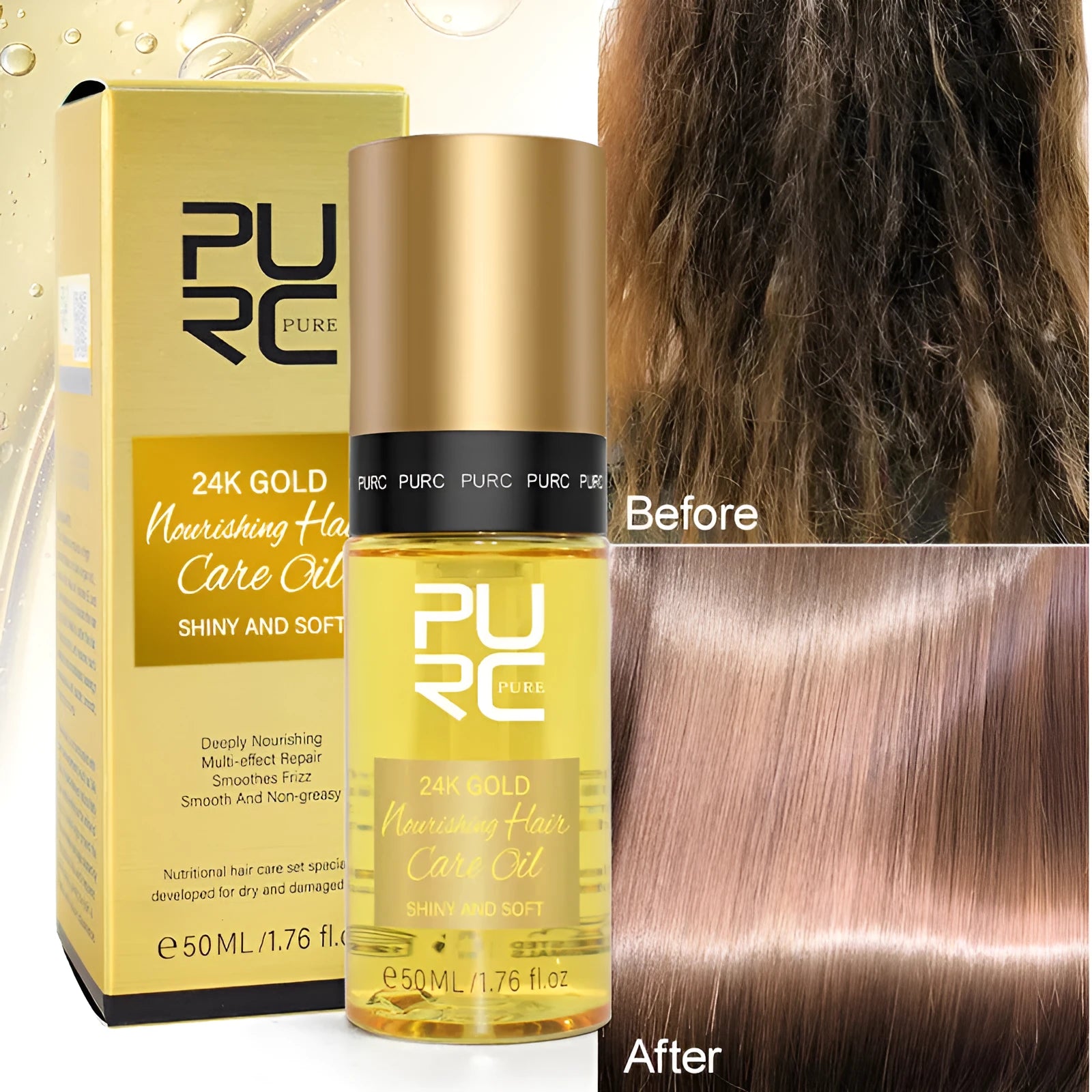 50ml yellow essential oil bottle for curly hair repair and scalp care