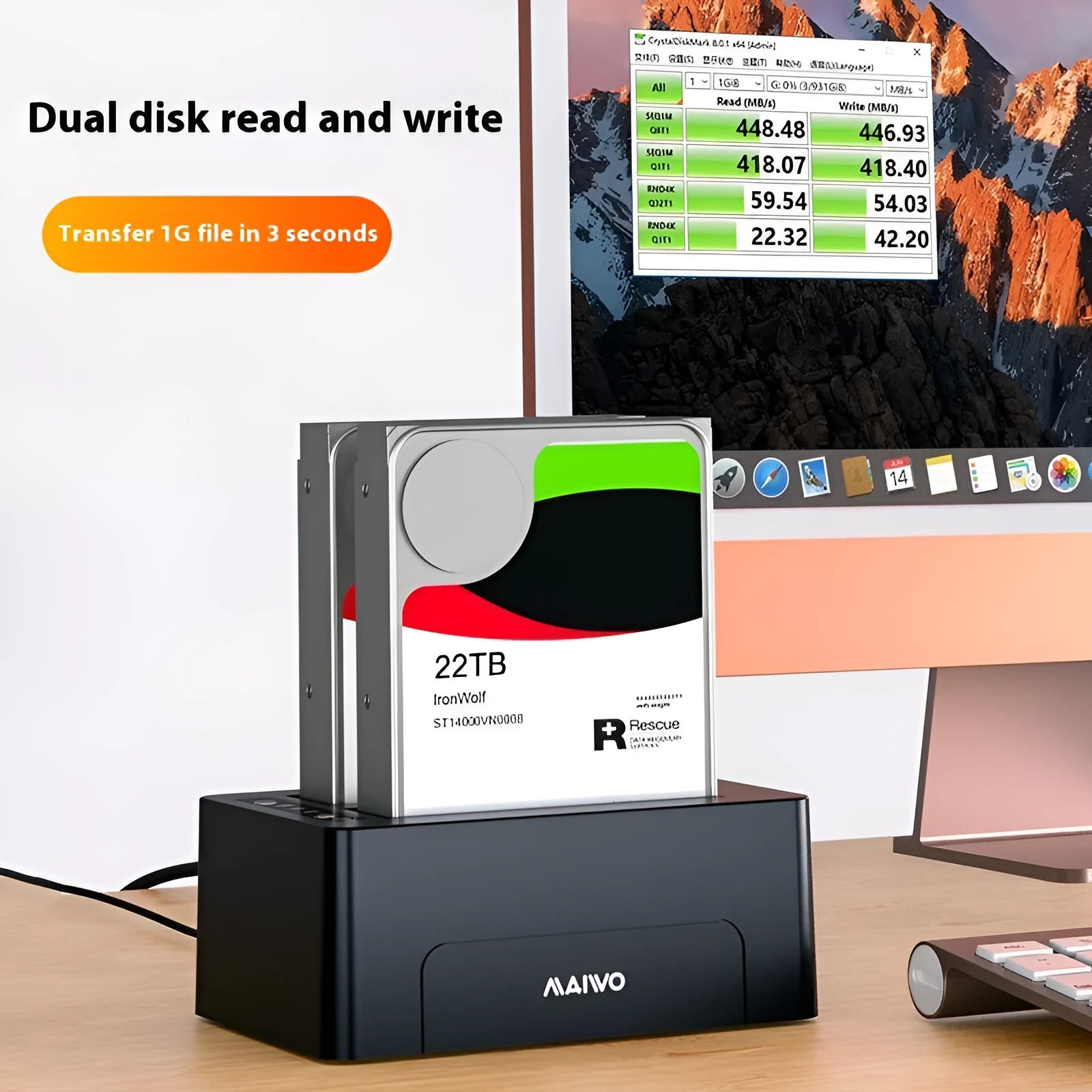 Hard disk dock dual-disk 2.5 3.5-inch SATA copier clone machine ABS plastic 152x109x62mm