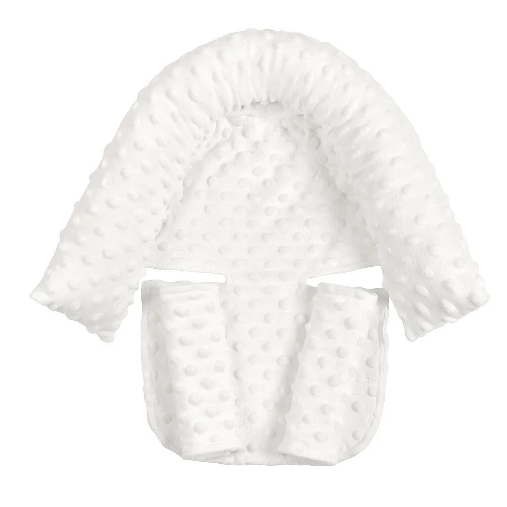 Babies' shaping pillow in Crystal Velvet fabric with two belts for head support, in white colour option