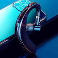 A single black or blue wireless Bluetooth in-ear headset with a rotatable earpiece, shown with its charging cable.