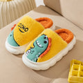 Cotton plush couple slippers with dinosaur patterns in grey, coffee and orange colour options