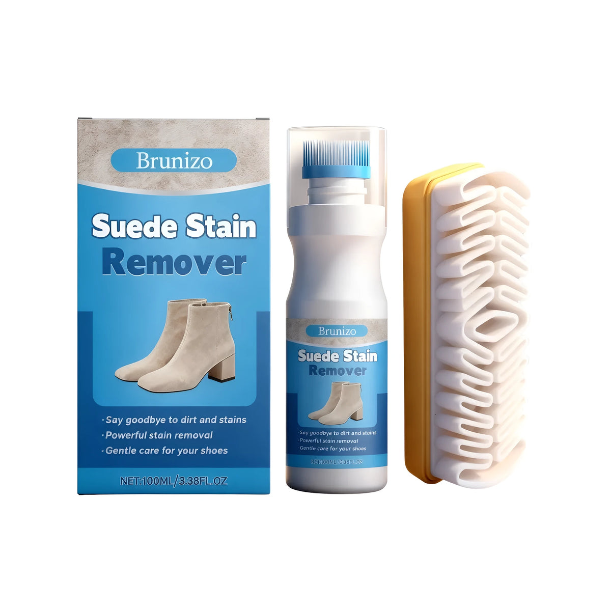 100ml suede decontamination suit liquid detergent bottle with cleaning brush for suede and nubuck