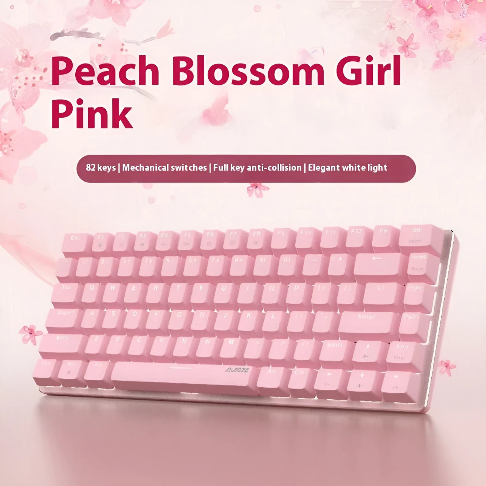 82-key mechanical gaming keyboard with white backlight and metal construction