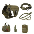 Dog training combat vest 6-piece set with leash accessories in multiple colours