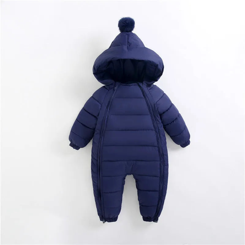 Cotton hooded zip-up baby romper in red, green, yellow, black, navy blue, or orange, sizes 70cm to 100cm